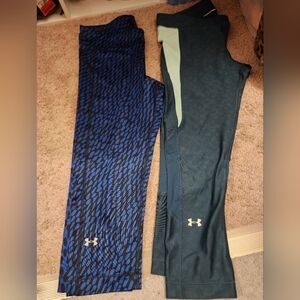 Under Armour Women's Blue Patterned and Green Leggings